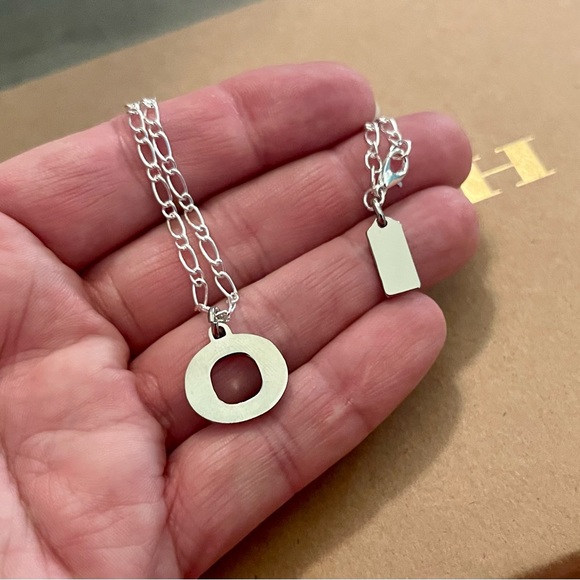 Coach Pave Crystal Initial “O” Pendant .925 Sterling Silver Necklace - Picture 5 of 5